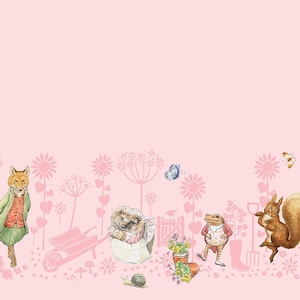 Riley Blake Peter Rabbit & Friends Doppelrand in Pink (CD15867-PINK) ~ 100% Baumwolle ~ Beatrix Potter Storybook Tierstoff