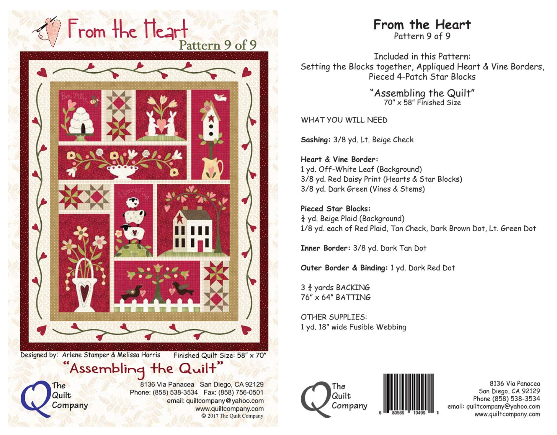 From the Heart Quilt Pattern Set by the Quilt Company ~ 6 Block of the ...