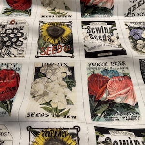 Riley Blake Sewing Seeds 3 Seed Catalog Patch Panel by J. Wecker Frisch (CD15683-PANEL)