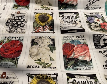 Riley Blake Sewing Seeds 3 Seed Catalog Patch Panel by J. Wecker Frisch (CD15683-PANEL)