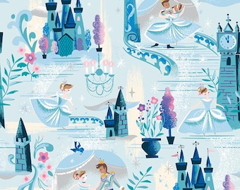 Jill Howarth Wishes The Ball in Powder ~ Riley Blake Designs ~ Cinderella Fabric (SC18070-POWDER)