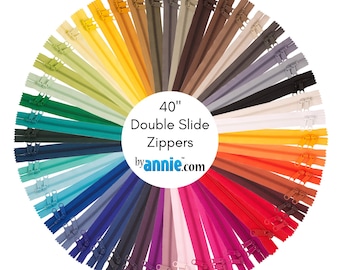 ByAnnie 40" Double Slide Handbag Zipper ~ YKK #4.5 Nylon Coil with Two Extra-Long Pulls ~ Durable Yet Easy to Sew Through for Bags & Purses