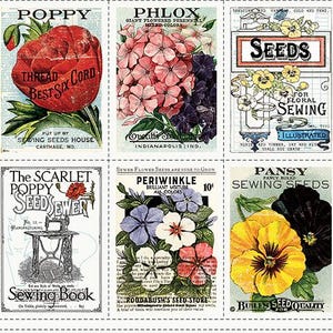 Riley Blake Sewing Seeds 3 Seed Catalog Patch Panel by J. Wecker Frisch (PD15682-PANEL)