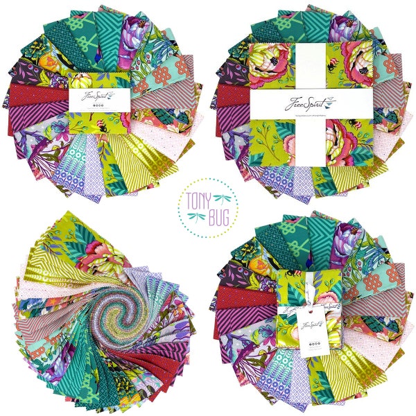 Tula Pink Moon Garden by Free Spirit Fabrics ~ Fat Quarter Bundle, Layer Cake, Jelly Roll or Charm Pack ~ 2022 Owl Snake Bee Bird Dragonfly