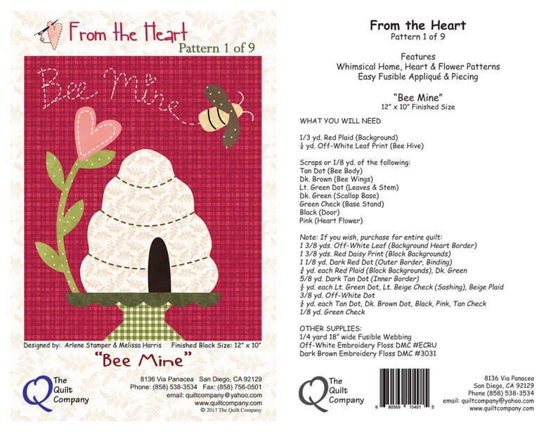 From the Heart Quilt Pattern Set by the Quilt Company ~ 6 Block of the ...