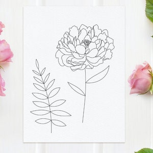 Single Line Peony SVG: Foil Quill Flower Design (Digital Download)