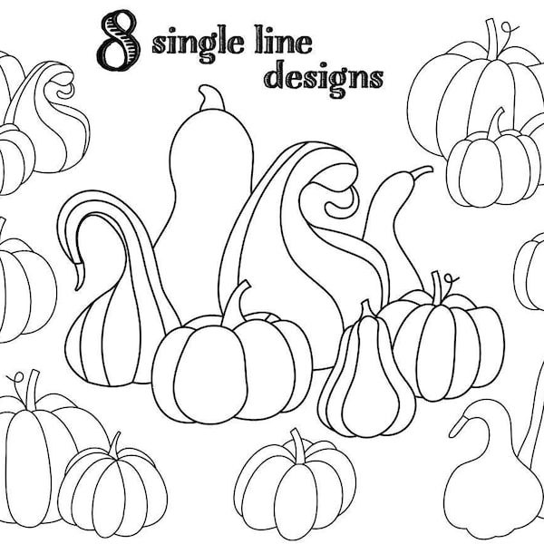 Single line pumpkin patch SVG bundle - Foil Quill pumpkins SVG - Foil quill fall cards