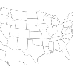 Enkele regel VS kaart SVG - schetspen kaart Amerika - kaart Verenigde Staten