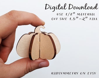 May include: A wooden pumpkin craft cut-out, 1.5 to 2 inches tall, made for use with 1/8 inch material.  Digital Download.  RADSYMMETRY ON ETSY