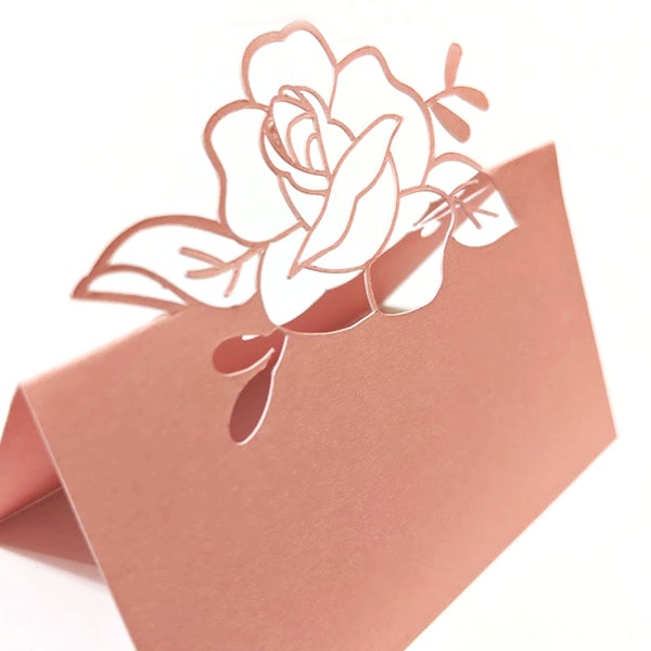 Rose Pop-up Placecard SVG - 3D Placecard SVG - Floral Cutout - Popup placecard