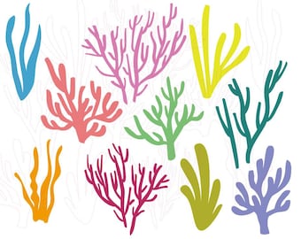 Koralle und Seegras SVG Bundle - Unterwasser geschnittene Dateien - Ozean Koralle SVG Bundle