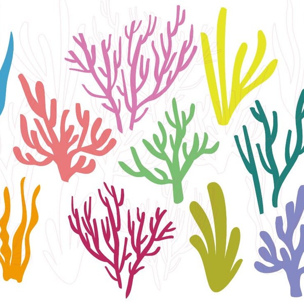 Coral and seaweed SVG bundle - Underwater cut files - ocean coral svg bundle