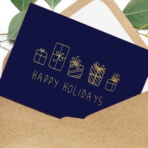 Tarjeta de felicitación navideña SVG de una sola línea - Felices fiestas SVG - Tarjeta navideña con pluma de aluminio