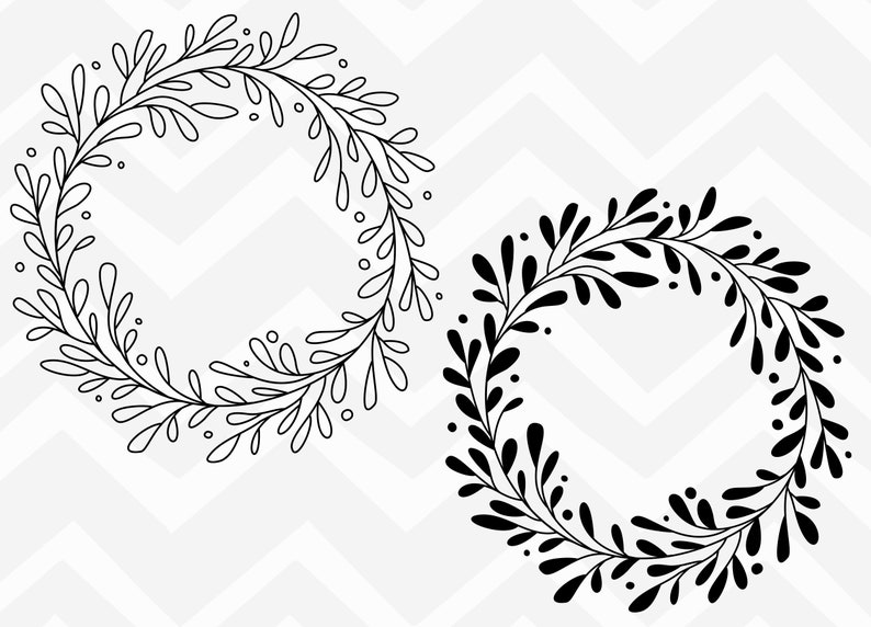 Download Wreath SVG Simple wreath monogram SVG vector line wreath | Etsy