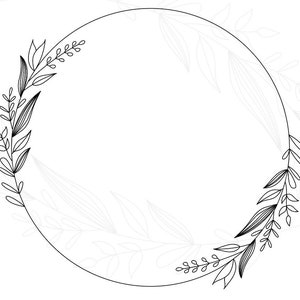 Floral Line Wreath SVG: Foil Quill Monogramm Vektor (Digitale Datei)