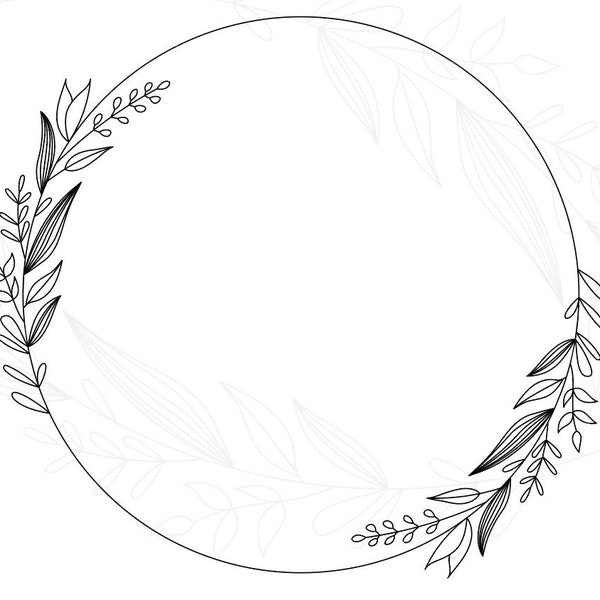 Floral Single Line Wreath SVG - Foil Quill wreath monogram SVG - vector line wreath dxf