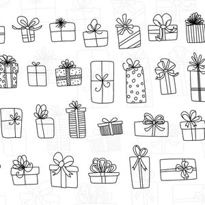 Doodle Gift box Cut files - Hand drawn birthday presents SVG - present box bundle