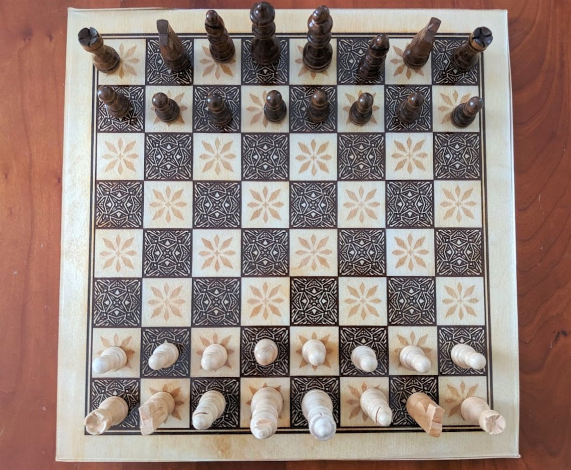 Laser Engraved Chess Board DXF Download Etsy Finland