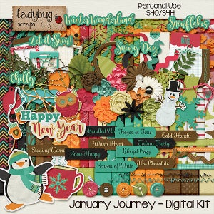 January Journey, High Quality, Digital Scrapbooking Kit, Digital Papers and Elements, INSTANT DOWNLOAD