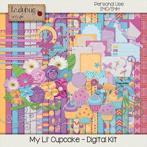 My Lil Cupcake - Digital Scrapbooking Kit- Digital Scrapbook Kit Papers and Elements {Personal Use S4H/S4O}
