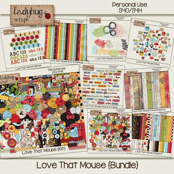 Love That Mouse, High Quality, Digital Scrapbooking, kit and Bundle, INSTANT DOWNLOAD, Vacation, Travel Themed