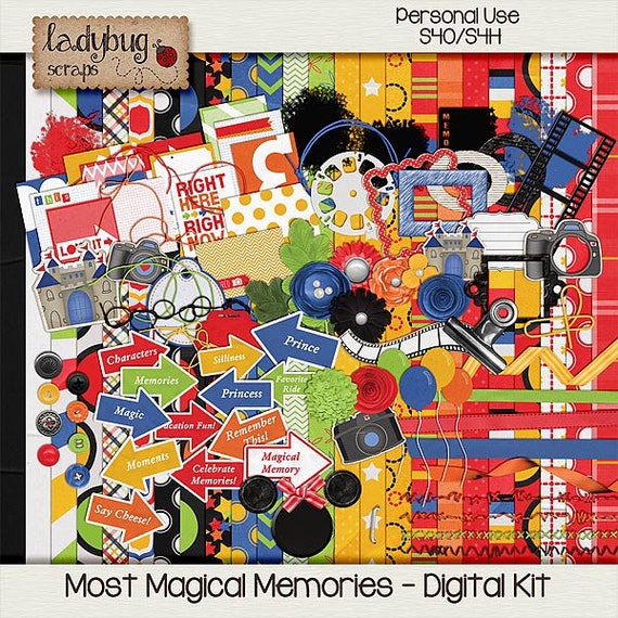 Most Magical Memories, High Quality, Digital Scrapbooking Kit, INSTANT DOWNLOAD, Vacation, Travel Themed