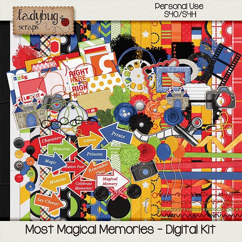 Most Magical Memories, High Quality, Digital Scrapbooking Kit, INSTANT DOWNLOAD, Vacation, Travel Themed image 1