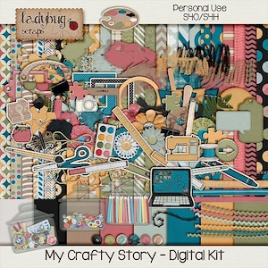 My Crafty Story - Digital Scrapbooking Kit - Digital Scrapbook Kit Papers and Elements {Personal Use S4H/S4O}