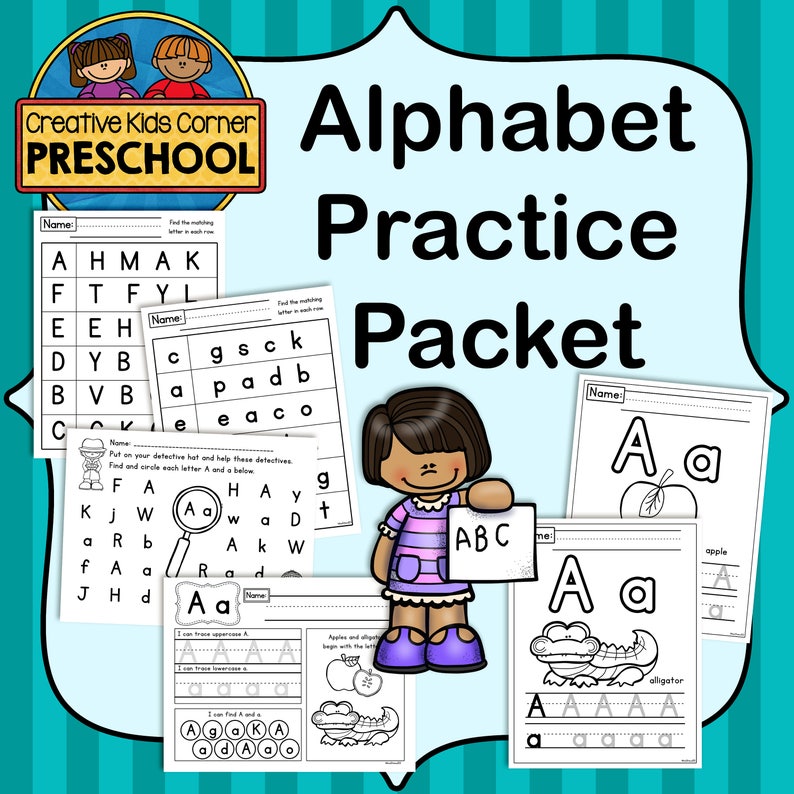 Alphabet Practice Packet preschool & Kindergarten Educational