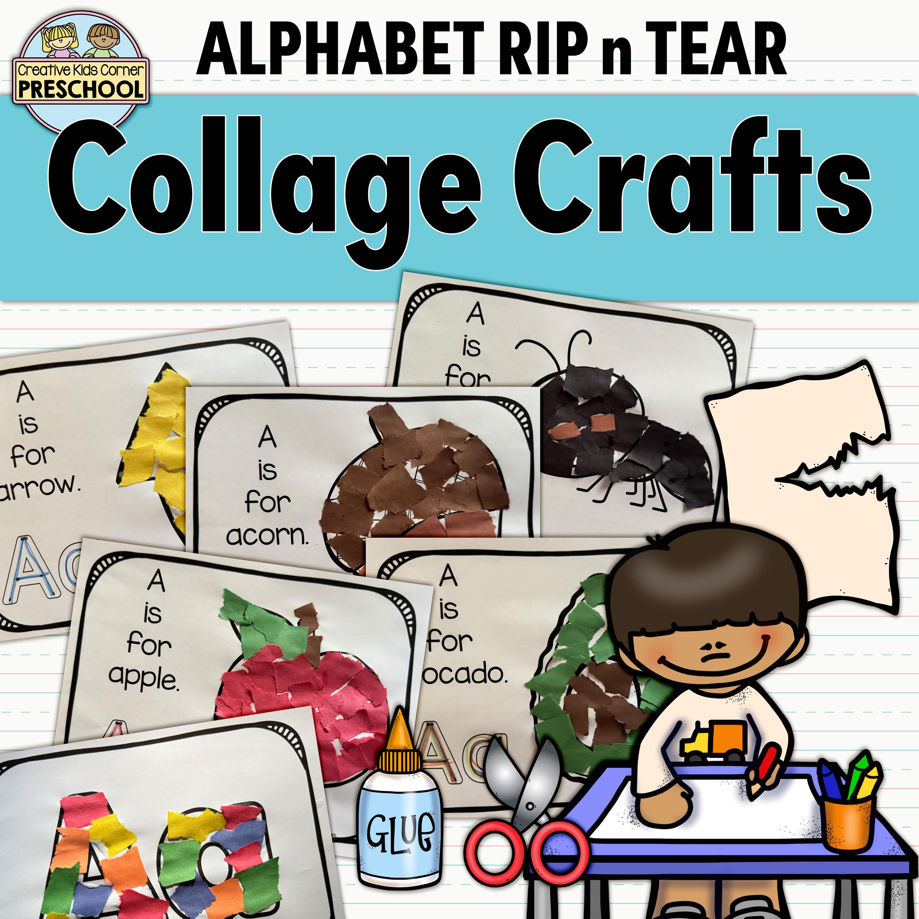 Alphabet Rip N Tear Collage Crafts -fine Motor Skills-preschool ...