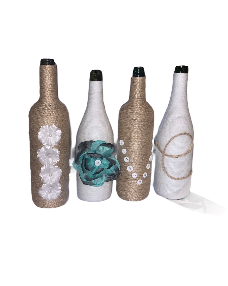 Twine LOVE Wine Bottles Upcycled Wine Bottles Country Rustic Etsy