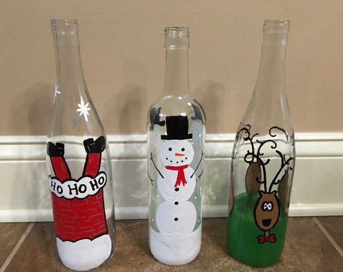 Christmas Light up Wine Bottles Decorative Christmas Bottles Etsy