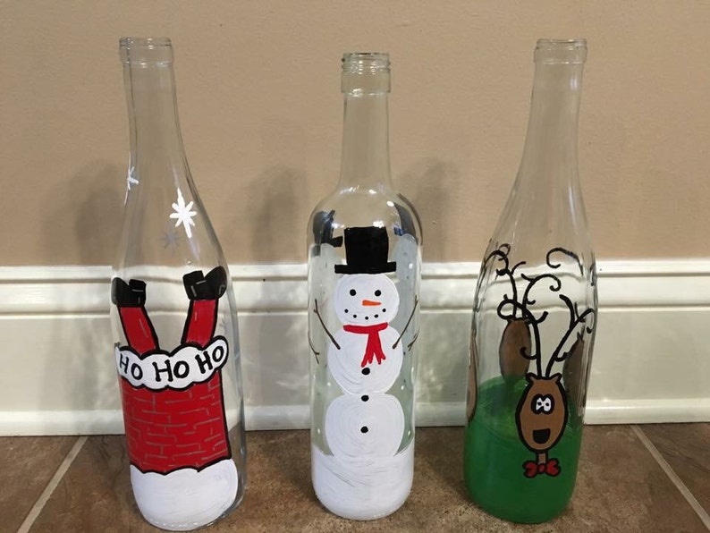 Christmas light up wine bottles, Decorative Christmas bottles, Christmas decor, Christmas decorations, Light up bottles, Xmas decorations image 1