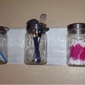 Mason jar organizer, vases, bathroom storage, wall mount mason jar, housewarming gift, bathroom decor, bathroom organizer, mason jar decor image 6