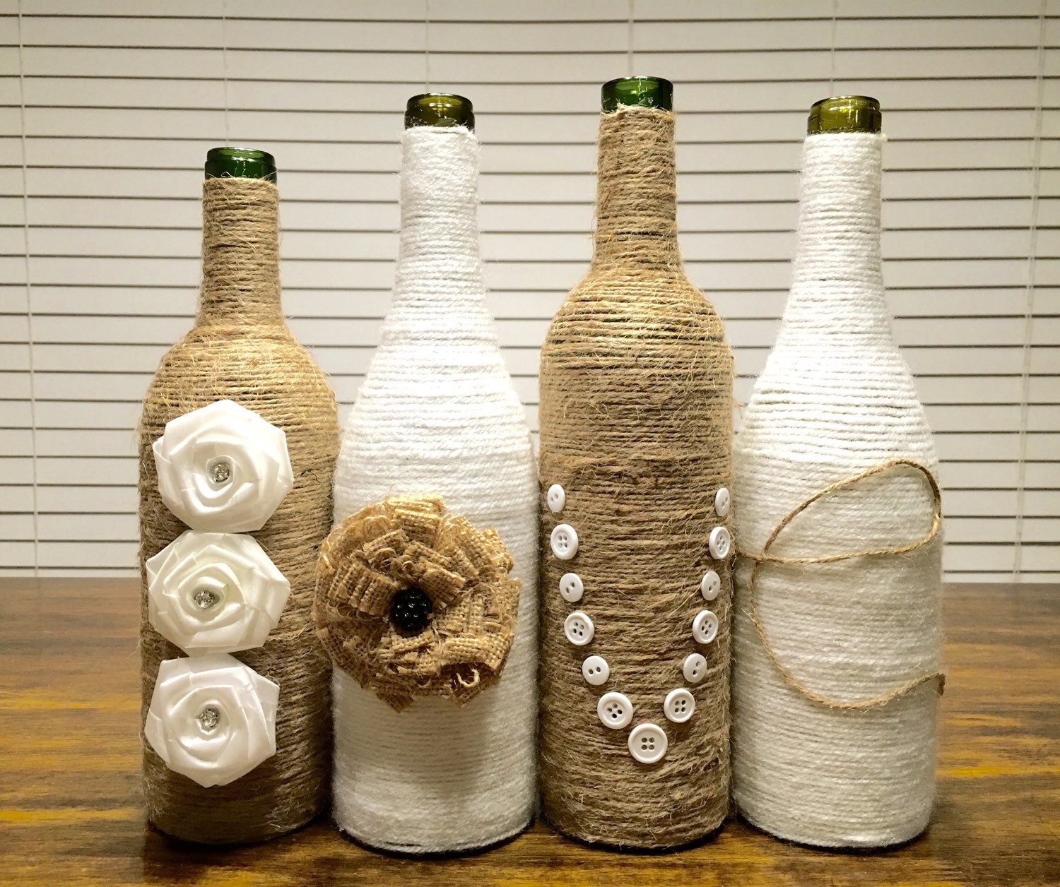 Twine LOVE Wine Bottles Upcycled Wine Bottles Country Rustic Etsy