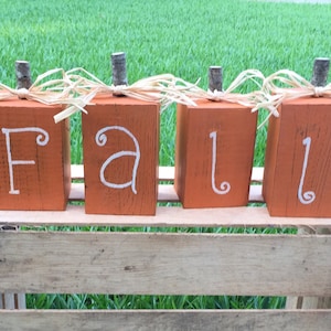 Fall wood blocks, Fall decor, Autumn decorations, Pumpkins, wood pumpkins, Fall decorations, Rustic Pumpkins, Front porch fall decor image 1