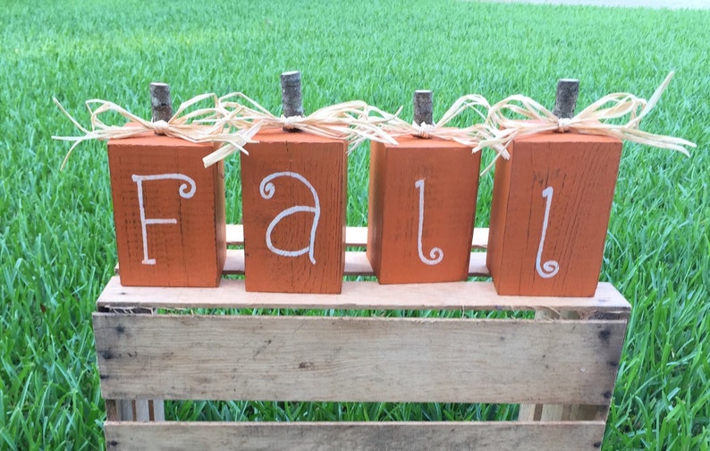 Fall wood blocks, Fall decor, Autumn decorations, Pumpkins, wood pumpkins, Fall decorations, Rustic Pumpkins, Front porch fall decor image 1