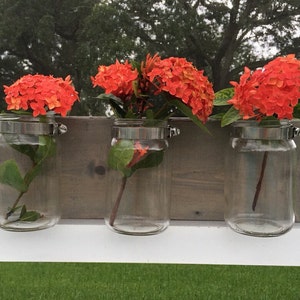 Mason jar organizer, vases, bathroom storage, wall mount mason jar, housewarming gift, bathroom decor, bathroom organizer, mason jar decor image 2