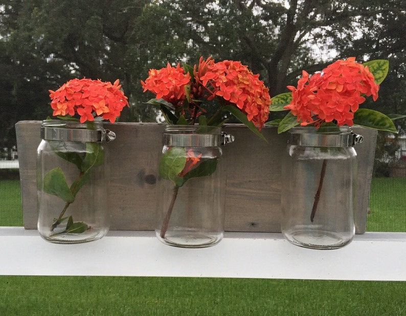 Mason Jar Organizer Vases Bathroom Storage Wall Mount Mason Etsy