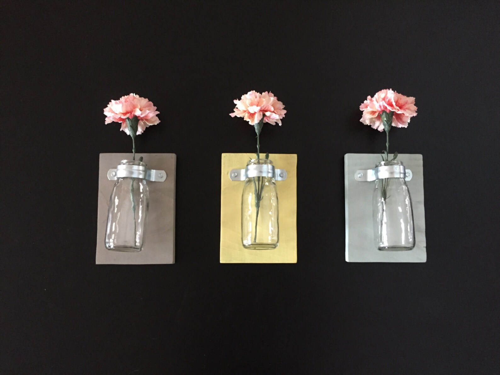 Milk Jar Vases Wall Flower Vases Set of 3 Shabby Chic Etsy