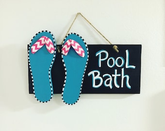 Cartello da bagno in piscina, infradito, arredamento estivo, decorazioni per piscina, arredamento per piscina, arredamento da spiaggia, cartello da spiaggia, cartelli da spiaggia, PeavyPieces