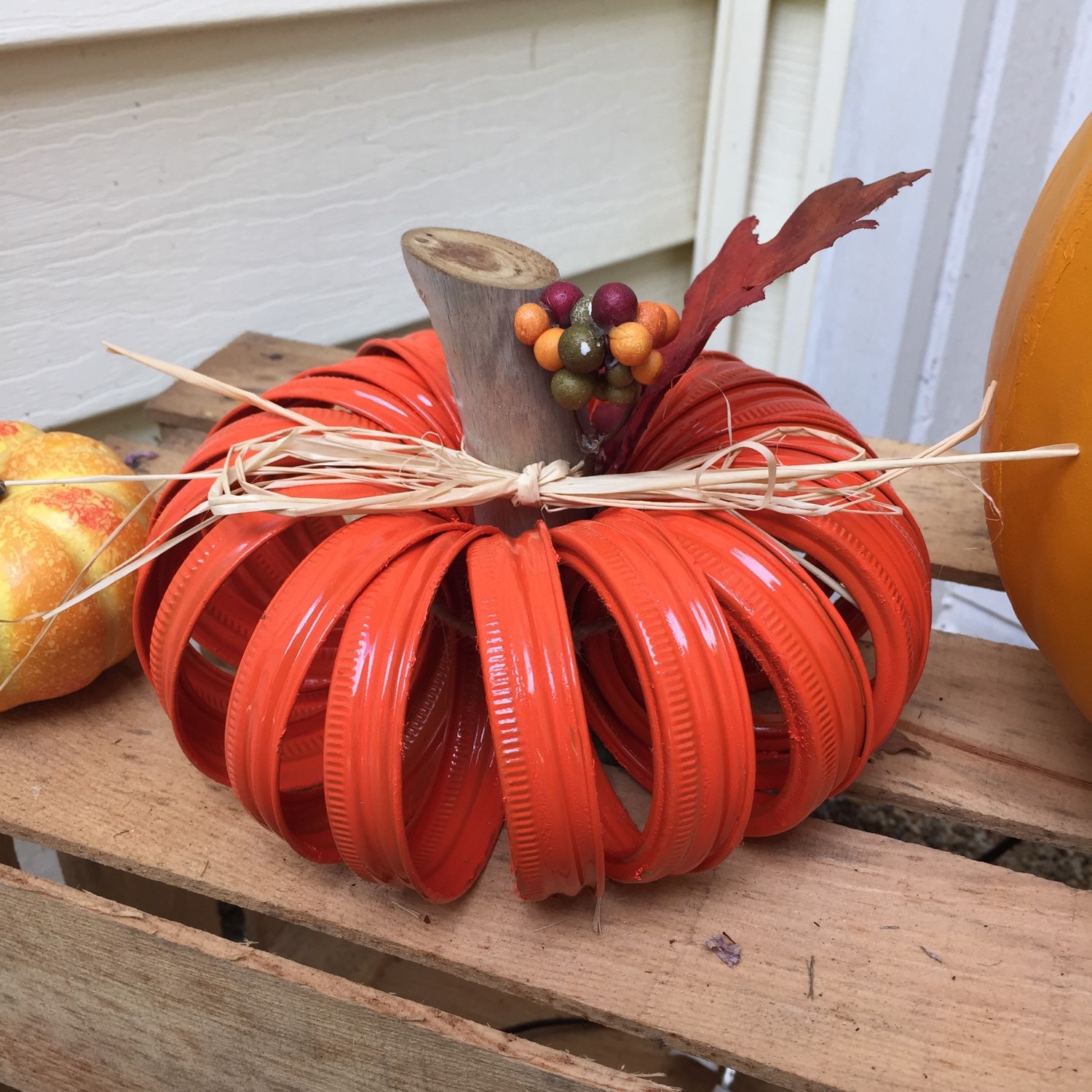 Couvercle de Pot Mason Citrouille, Automne, Citrouille d'automne Décor, Décor d'automne, Pièce Centr