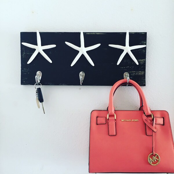 Ganchos de estrella de mar, ganchos de pared, soporte para llaveros, soporte para joyas, toallero, decoración de estrellas de mar, decoración náutica, decoración de playa, soporte para collares