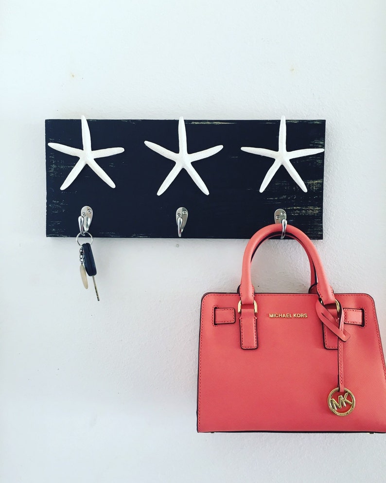 Starfish hooks, wall hooks, keychain holder, jewelry holder, towel rack, starfish decor, nautical decor, beach decor, necklace holder image 1
