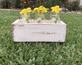 Table top box, planter box, mason jar center piece, wood planter box, country wedding, mason jars, rustic decor, storage box, rustic box