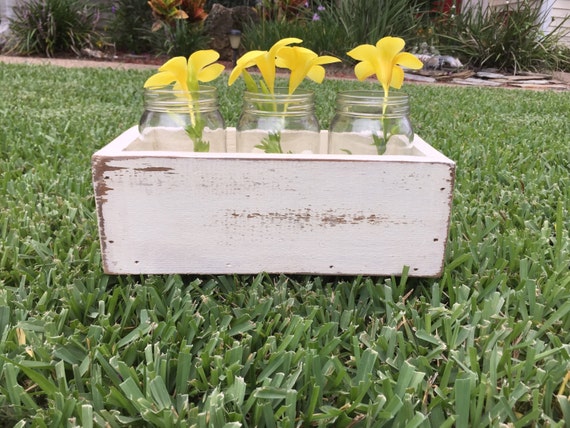 Table top box, planter box, mason jar center piece, wood planter box, country wedding, mason jars, rustic decor, storage box, rustic box