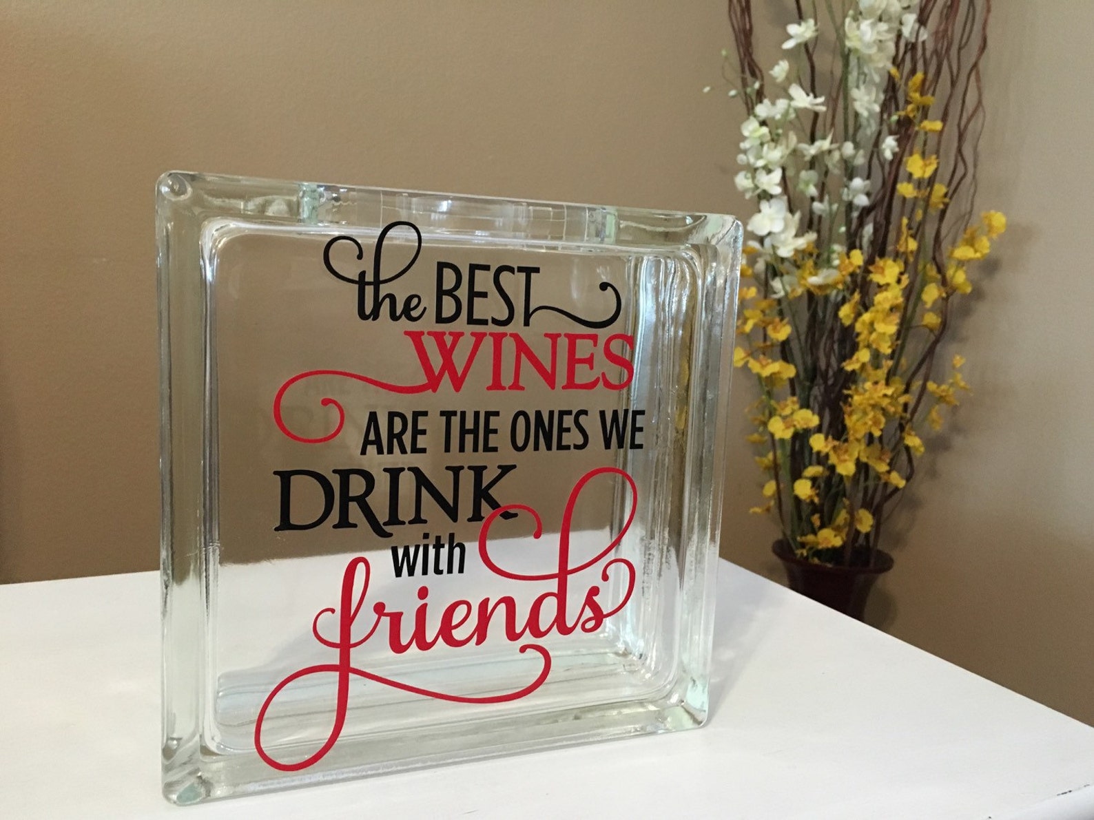 Wine cork storage wine cork holder glass block wine cork Etsy