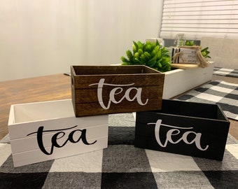 Tea bag holder, tea bag organizer, tea bag box, small tea bag organizer, farmhouse tea bag box, tea lovers gift idea, tea bag storage