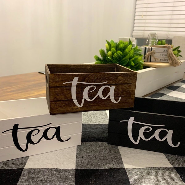 Tea bag holder, tea bag organizer, tea bag box, small tea bag organizer, farmhouse tea bag box, tea lovers gift idea, tea bag storage