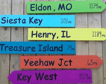 Direction signs, directional signs, wood direction arrows, destination signs, beach direction signs, beach signs, beach decor, beach wedding